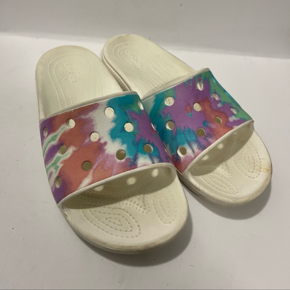 Crocs Unisex Classic Slide Open Toe Sandals Tie Dye Size M/6 W/8